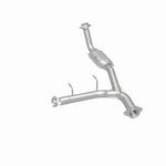 MagnaFlow 93125 hm grade direct-fit catalytic converter, rear three-quarter view of the turntable spin