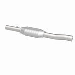 MagnaFlow 459000 carb direct-fit catalytic converter, opposite rear three-quarter view of the turntable spin
