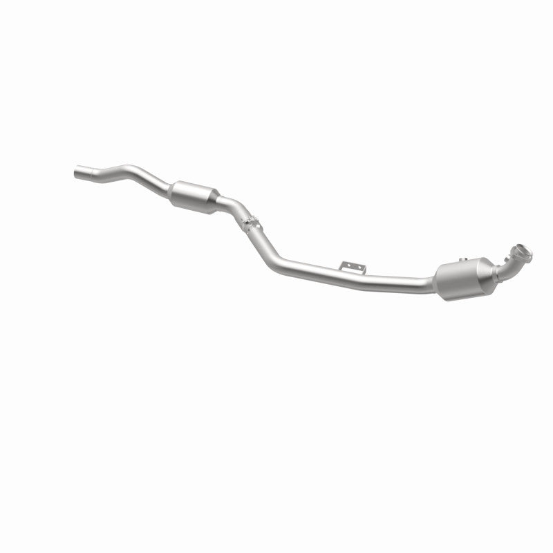 MagnaFlow 551666 carb direct-fit catalytic converter, opposite rear three-quarter view of the turntable spin