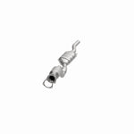 MagnaFlow 444333 carb direct-fit catalytic converter, opposite front three-quarter view of the turntable spin
