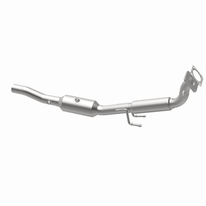 MagnaFlow 5461464 carb direct-fit catalytic converter, opposite rear three-quarter view of the turntable spin