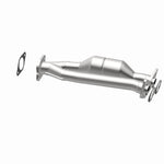 MagnaFlow 23772 hm grade direct-fit catalytic converter, opposite rear three-quarter view of the turntable spin