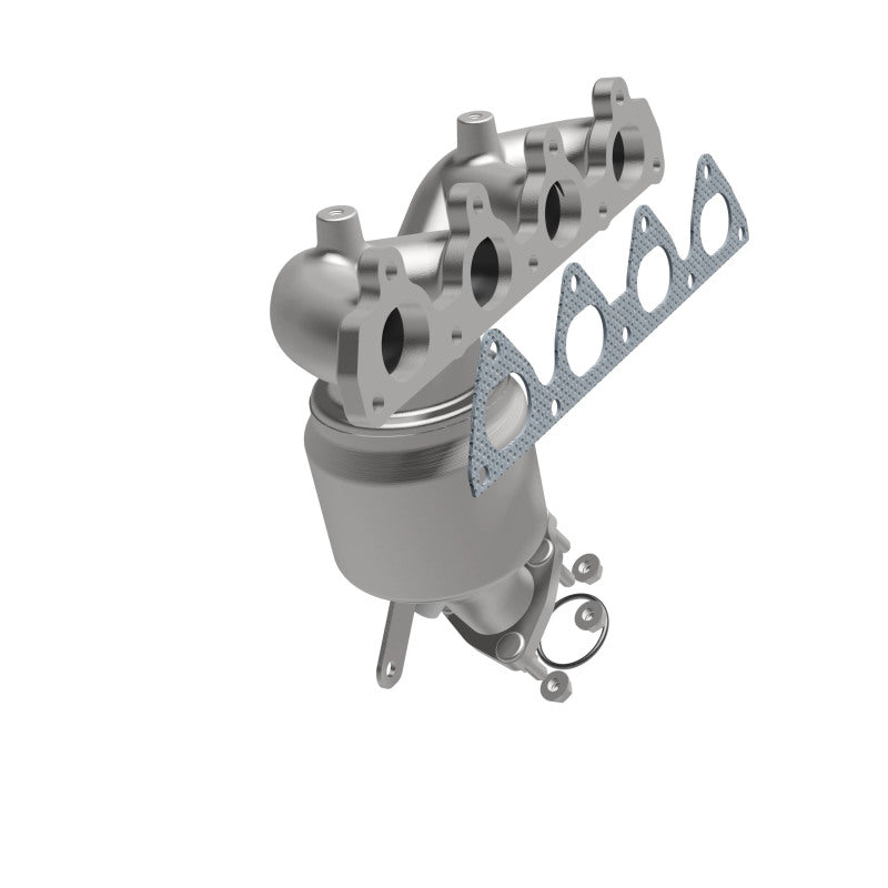 MagnaFlow 50602 hm grade manifold converter, opposite front three-quarter view of the turntable spin