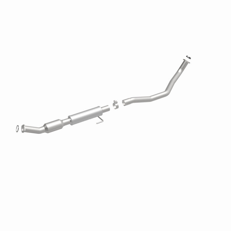 MagnaFlow 49502 oem grade direct-fit catalytic converter, front three-quarter view of the turntable spin