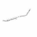 MagnaFlow 49502 oem grade direct-fit catalytic converter, front three-quarter view of the turntable spin