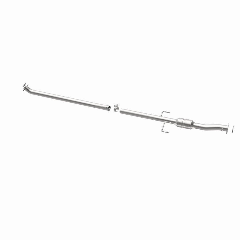 MagnaFlow 457031 carb direct-fit catalytic converter, opposite rear three-quarter view of the turntable spin