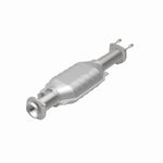 MagnaFlow 447211 carb direct-fit catalytic converter, rear view of the turntable spin