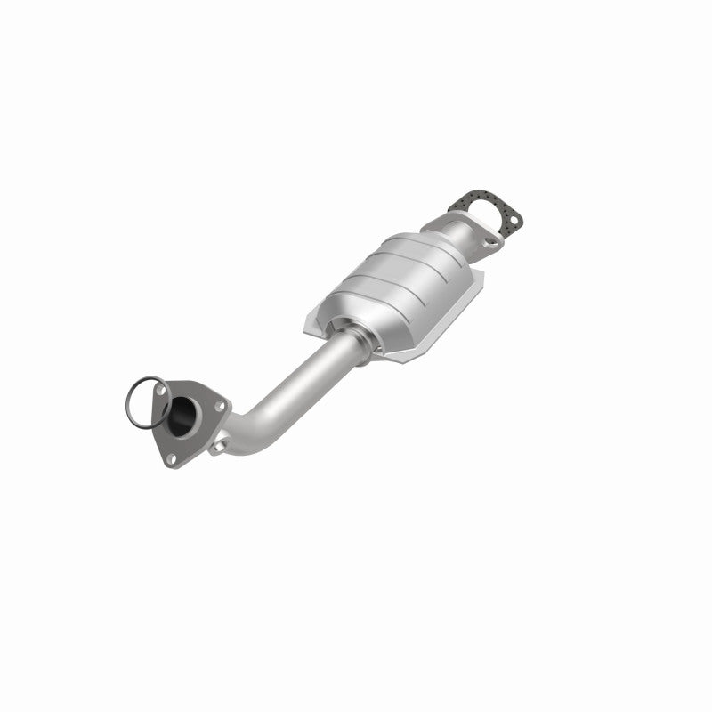 MagnaFlow 447230 carb direct-fit catalytic converter, opposite front three-quarter view of the turntable spin