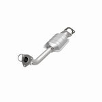 MagnaFlow 447230 carb direct-fit catalytic converter, opposite front three-quarter view of the turntable spin
