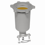MagnaFlow 452871 carb direct-fit catalytic converter, rear three-quarter view of the turntable spin