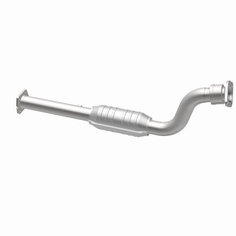 MagnaFlow 23521 hm grade direct-fit catalytic converter, opposite rear three-quarter view of the turntable spin