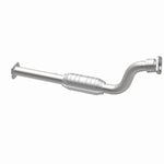 MagnaFlow 23521 hm grade direct-fit catalytic converter, opposite rear three-quarter view of the turntable spin