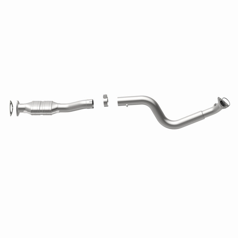 MagnaFlow 49602 oem grade direct-fit catalytic converter, opposite rear three-quarter view of the turntable spin
