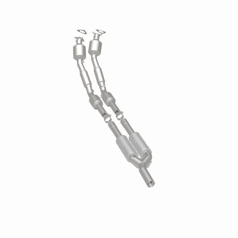 MagnaFlow 52938 oem grade direct-fit catalytic converter, rear three-quarter view of the turntable spin