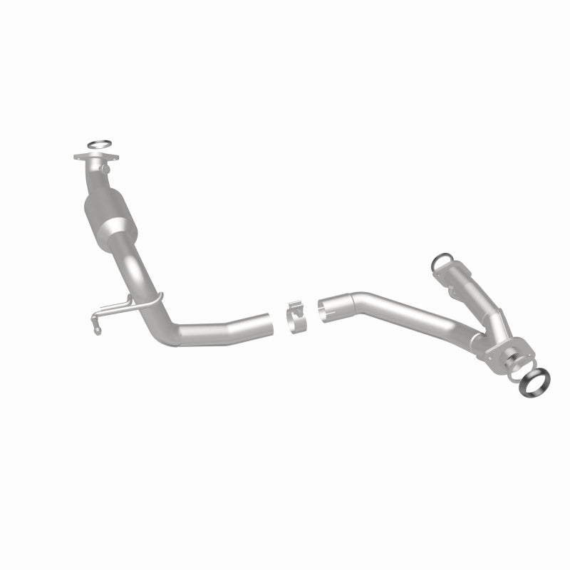 MagnaFlow 52562 oem grade direct-fit catalytic converter, rear three-quarter view of the turntable spin