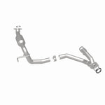 MagnaFlow 52562 oem grade direct-fit catalytic converter, rear three-quarter view of the turntable spin