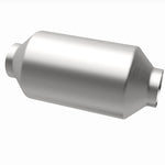 MagnaFlow 51809 universal catalytic converter, opposite rear three-quarter view of the turntable spin