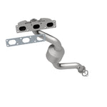 MagnaFlow 50175 hm grade manifold converter, front three-quarter view of the turntable spin
