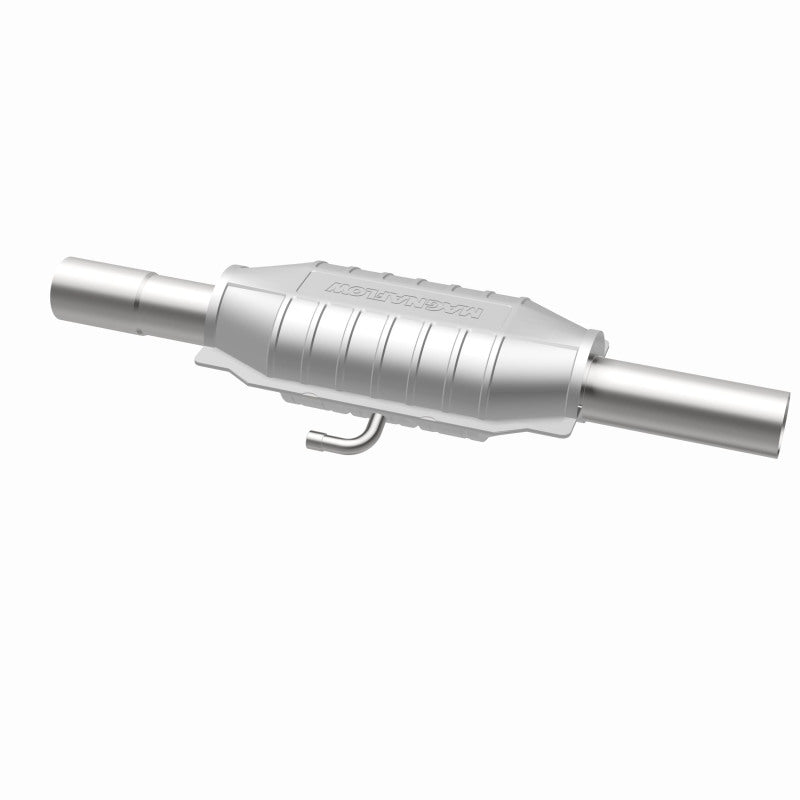 MagnaFlow 23404 hm grade direct-fit catalytic converter, opposite rear three-quarter view of the turntable spin