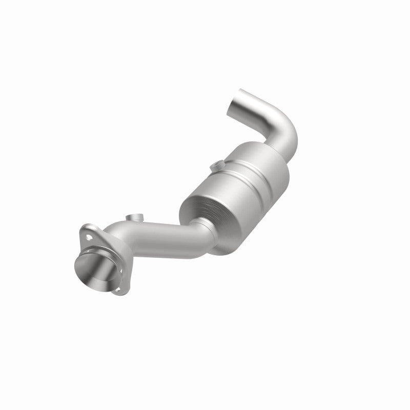 MagnaFlow 52591 oem grade direct-fit catalytic converter, opposite front three-quarter view of the turntable spin