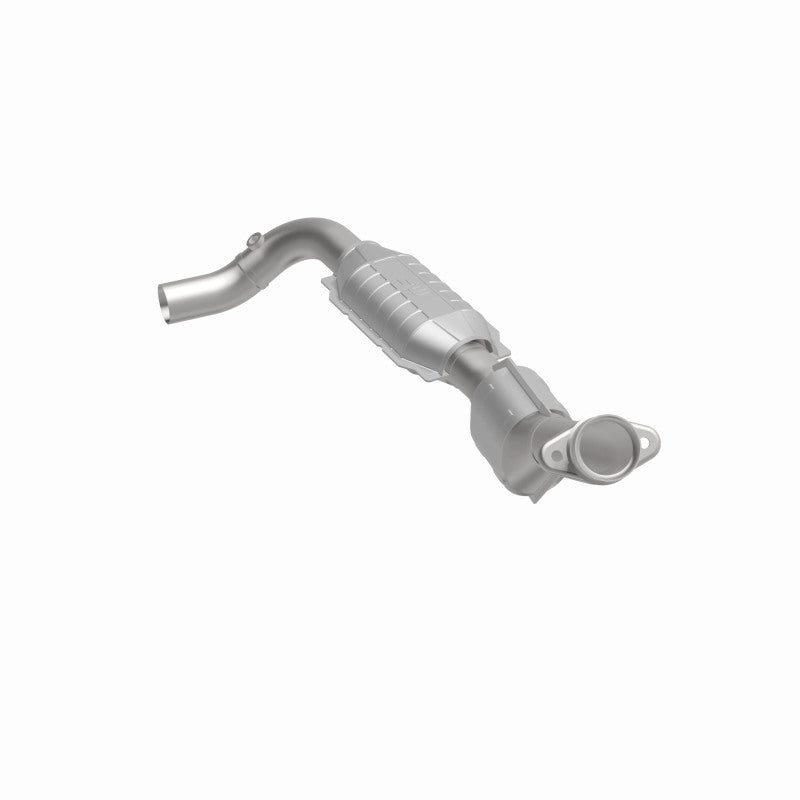 MagnaFlow 93154 hm grade direct-fit catalytic converter, front three-quarter view of the turntable spin