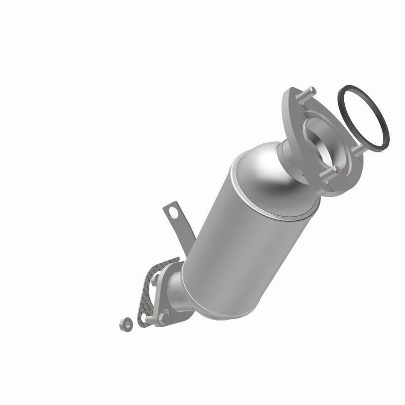 MagnaFlow 49445 oem grade direct-fit catalytic converter, opposite rear three-quarter view of the turntable spin
