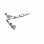 MagnaFlow 93414 hm grade direct-fit catalytic converter, front three-quarter view of the turntable spin