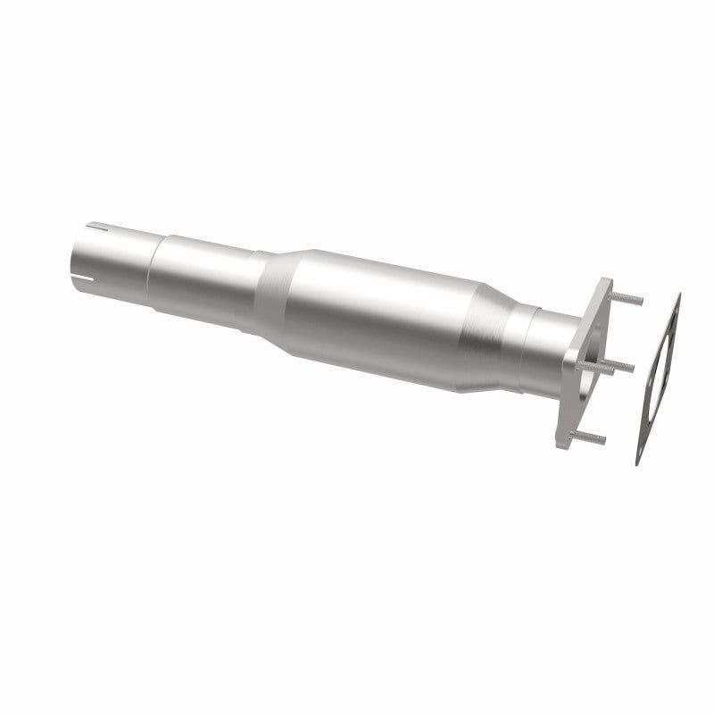 MagnaFlow 93150 hm grade direct-fit catalytic converter, opposite rear three-quarter view of the turntable spin