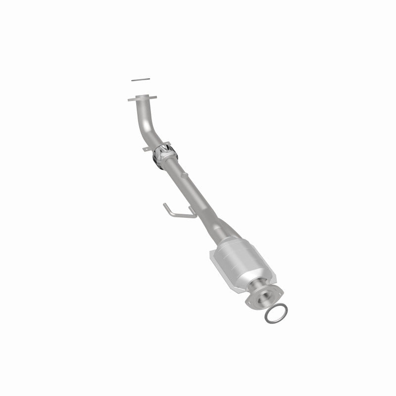MagnaFlow 24435 hm grade direct-fit catalytic converter, rear three-quarter view of the turntable spin