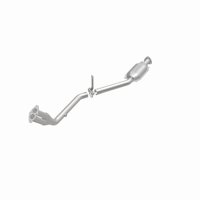 MagnaFlow 23551 epa direct-fit catalytic converter, opposite front three-quarter view of the turntable spin