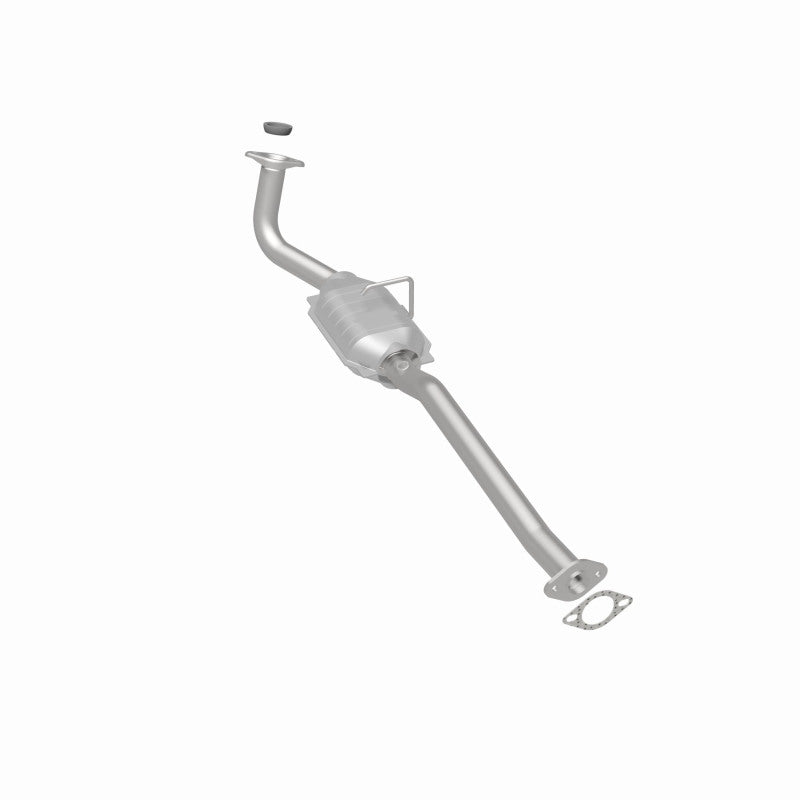 MagnaFlow 49563 oem grade direct-fit catalytic converter, rear three-quarter view of the turntable spin