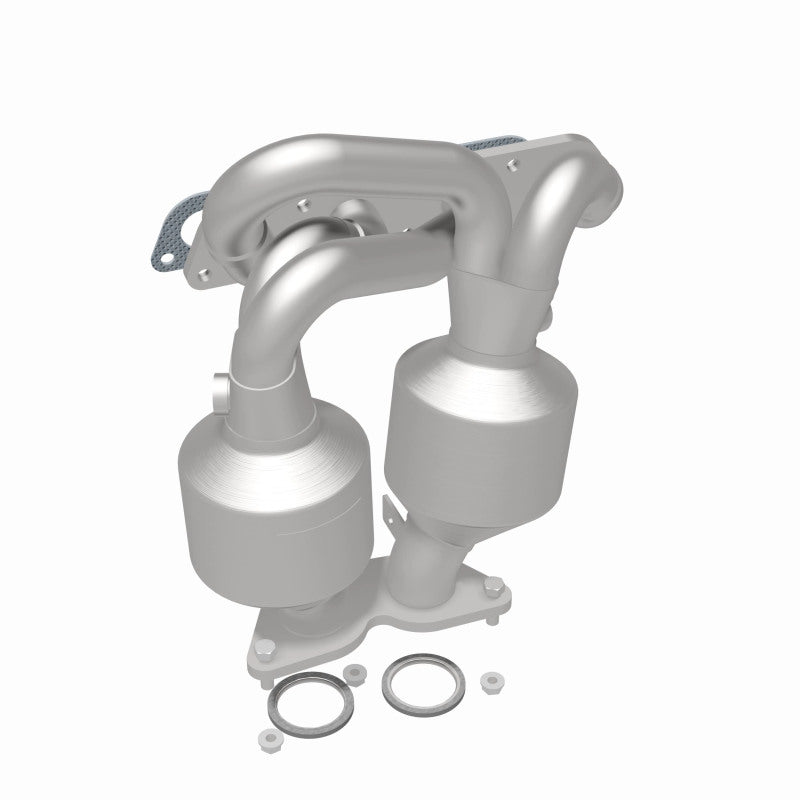 MagnaFlow 452066 carb manifold converter, rear three-quarter view of the turntable spin
