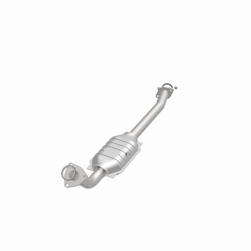 MagnaFlow 24481 hm grade direct-fit catalytic converter, opposite front three-quarter view of the turntable spin