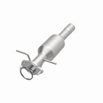 MagnaFlow 5571196 carb direct-fit catalytic converter, opposite front three-quarter view of the turntable spin