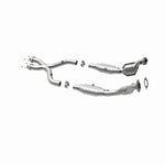 MagnaFlow 93671 hm grade direct-fit catalytic converter, opposite rear three-quarter view of the turntable spin