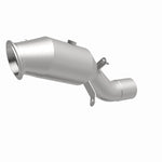 MagnaFlow 52258 oem grade direct-fit catalytic converter, front three-quarter view of the turntable spin
