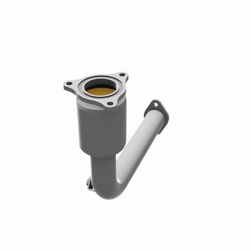 MagnaFlow 50837 hm grade direct-fit catalytic converter, opposite rear three-quarter view of the turntable spin