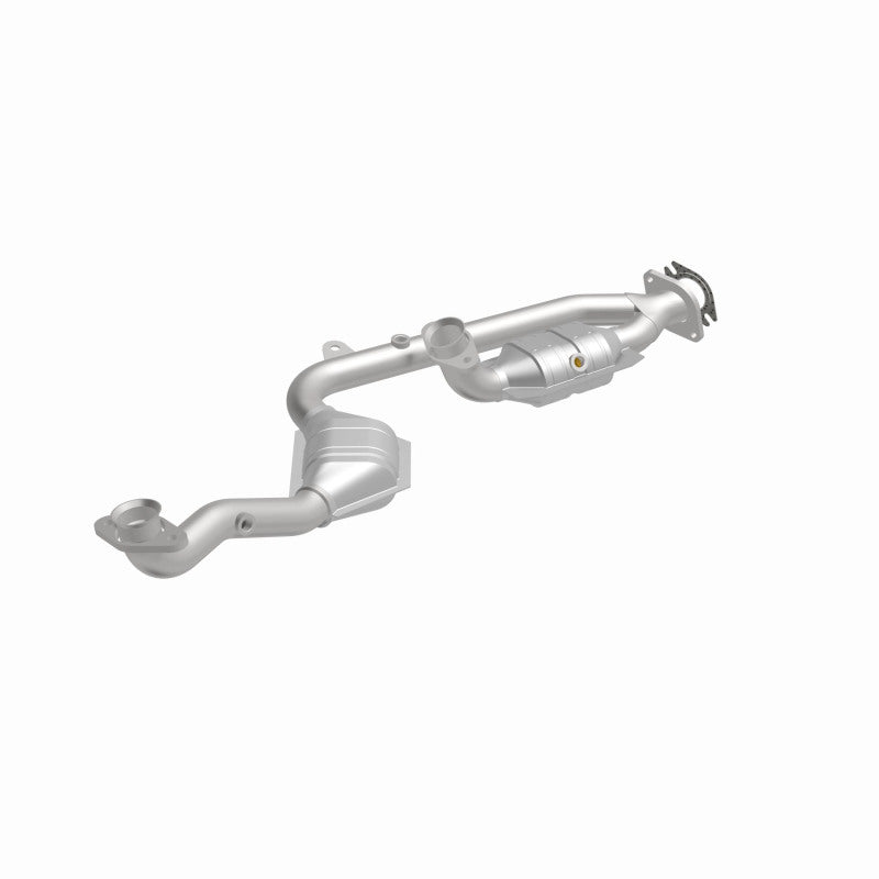 MagnaFlow 441113 carb direct-fit catalytic converter, front three-quarter view of the turntable spin
