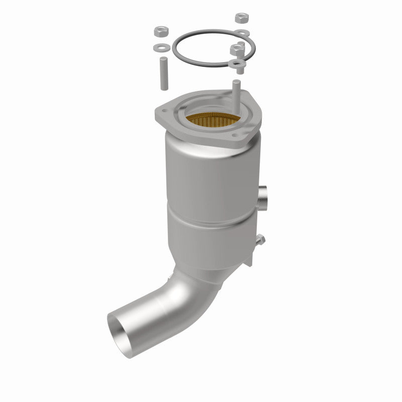 MagnaFlow 52014 oem grade direct-fit catalytic converter, rear view of the turntable spin