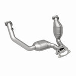 MagnaFlow 93110 hm grade direct-fit catalytic converter, rear three-quarter view of the turntable spin