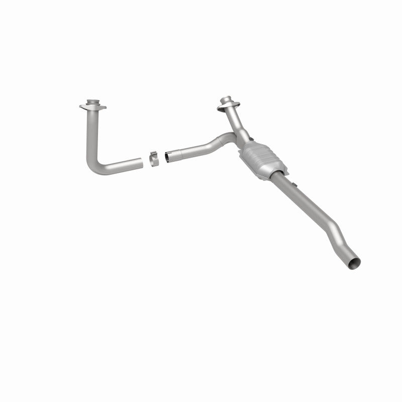 MagnaFlow 93616 hm grade direct-fit catalytic converter, rear three-quarter view of the turntable spin
