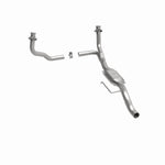 MagnaFlow 24437 hm grade direct-fit catalytic converter, rear three-quarter view of the turntable spin