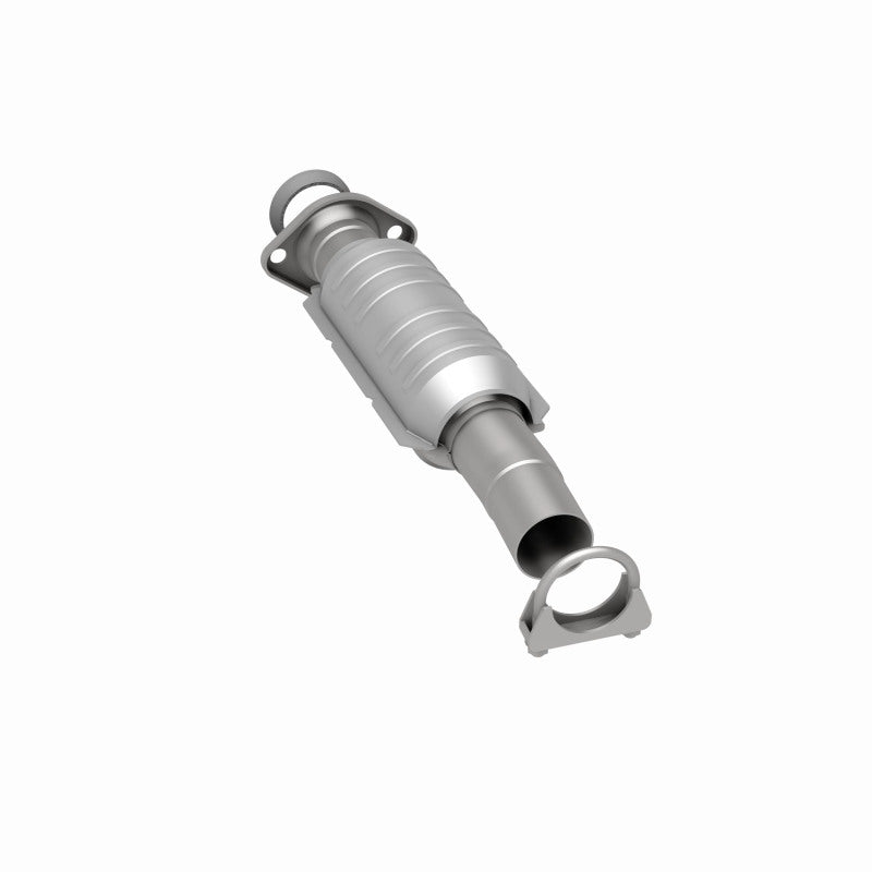 MagnaFlow 49030 oem grade direct-fit catalytic converter, rear three-quarter view of the turntable spin
