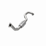 MagnaFlow 23632 hm grade direct-fit catalytic converter, opposite front three-quarter view of the turntable spin