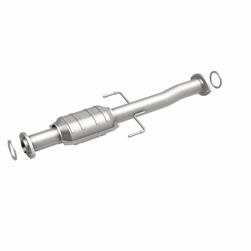 MagnaFlow 23757 hm grade direct-fit catalytic converter, front three-quarter view of the turntable spin