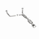 MagnaFlow 49945 oem grade direct-fit catalytic converter, rear three-quarter view of the turntable spin