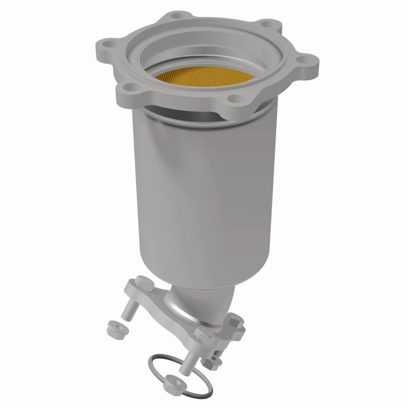 MagnaFlow 452871 carb direct-fit catalytic converter, rear view of the turntable spin