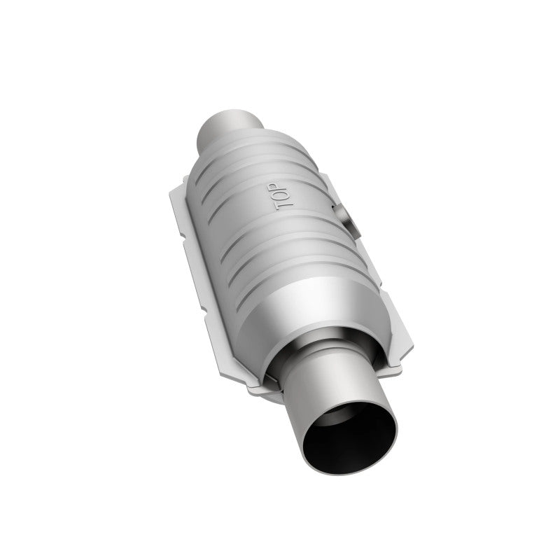 MagnaFlow 451255 universal catalytic converter, opposite side view of the turntable spin
