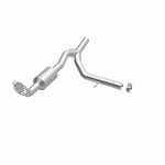 MagnaFlow 5551695 carb direct-fit catalytic converter, opposite front three-quarter view of the turntable spin
