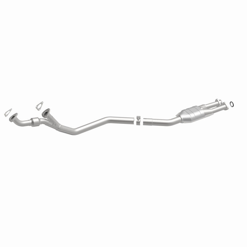 MagnaFlow 23558 epa direct-fit catalytic converter, front three-quarter view of the turntable spin